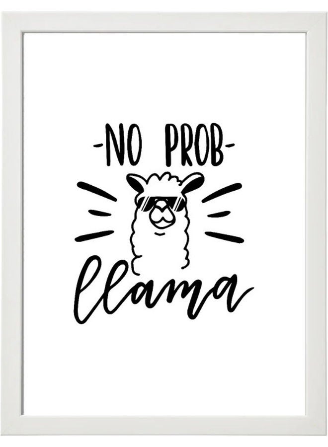 إم إي سي لوحة فنية بإطار وطبعة عبارة مضحكة "No Prop Llama" أبيض 21x30سم - Image 1
