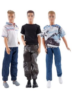 E-TING 3 Sets Casual Wear Clothes With 3 Pair Shoes For 12 Inches Boy Dolls 6.89 x 4.92 x 1.85inch  - Image 1