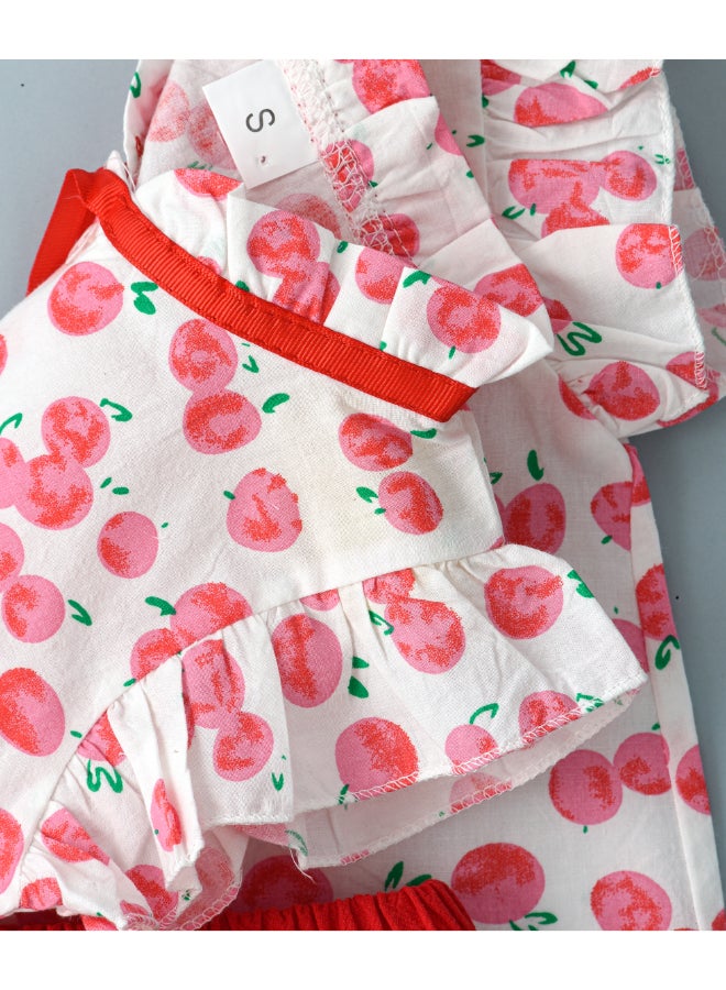babyqlo - Flower Printed Short Sleeve Top And Shorts Set Multicolour - Image 1