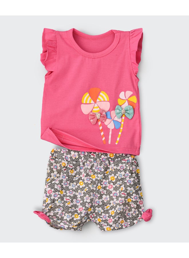 babyqlo Candy Feature Top And Shorts Set Multicolour  - Image 1