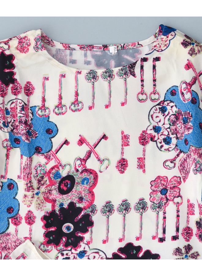 babyqlo Printed T-Shirt And Three Quarter Pants Set Multicolour  - Image 3