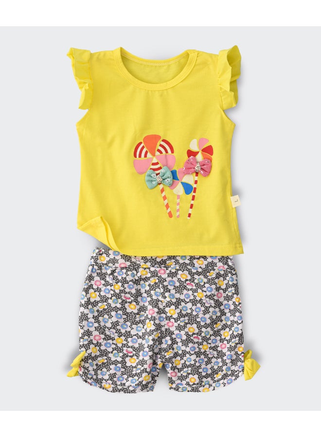 babyqlo - Candy Feature Top And Shorts Set Multicolour - Image 1