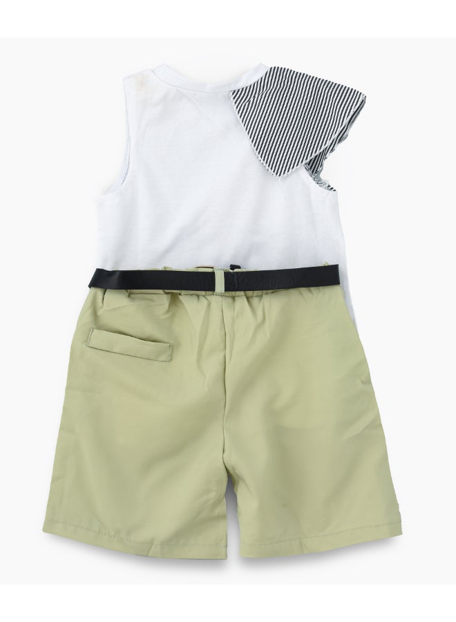 babyqlo - Stylish One Sleeve Top And Shorts Set Multicolour - Image 1