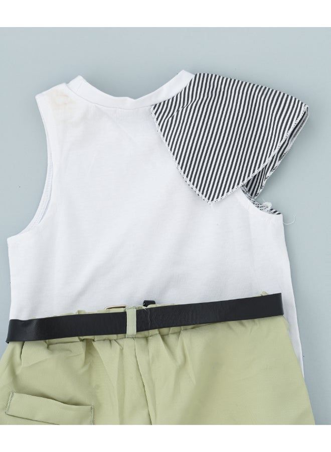 babyqlo - Stylish One Sleeve Top And Shorts Set Multicolour - Image 1