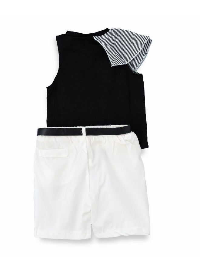 babyqlo - Stylish One Sleeve Top And Shorts Set Multicolour - Image 1