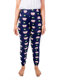 Miss London Elasticated Printed Pyjama Blue/White/Green  - Image 1