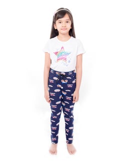 Miss London Drawstring Printed Pyjama Multicolour  - Image 1