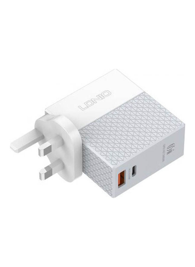 LDNIO Mini Quick Charger Usb A + Type C Charging Port White - Image 2