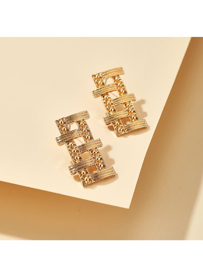 THE BLING STUDIO - Luxe Bambooshaped Geometric Hollow Square Earrings - Image 1