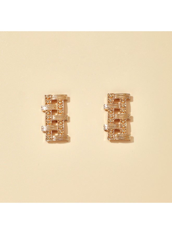 THE BLING STUDIO - Luxe Bambooshaped Geometric Hollow Square Earrings - Image 1