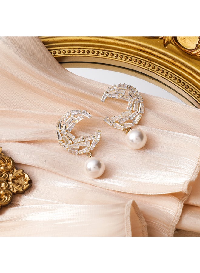 THE BLING STUDIO - Pristine Rhinestone Moon Earrings - Image 1