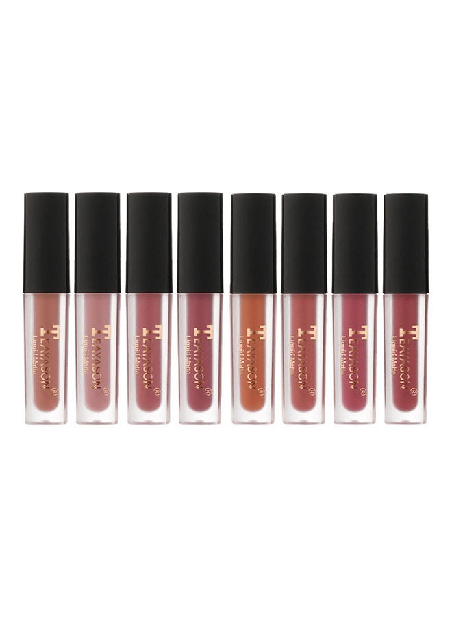 TEAYASON 8-Piece Mini Liquid Matte Lipgloss Set Multicolour  - Image 2