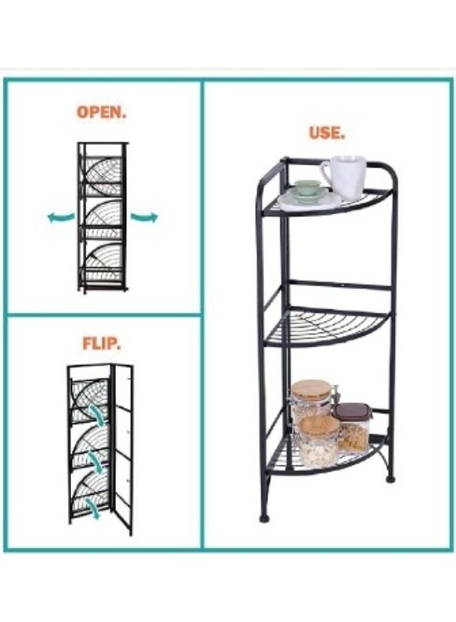 توشيونيكس رف تخزين زاوية للحمام قابل للطي مكون من 3 طبقات  - Image 3