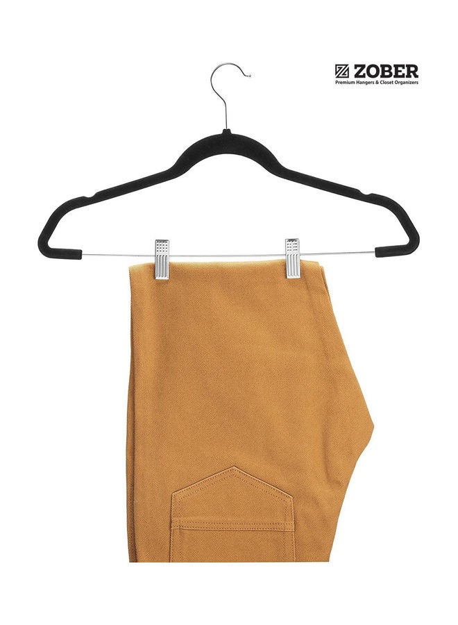 ZOBER 20-Piece Non-Slip 360 Degree Chrome Swivel Hook Velvet Hangers With Metal Clips Black/Silver 43.18x26x0.5cm Black/Silver 43.18x26x0.5cm - Image 3