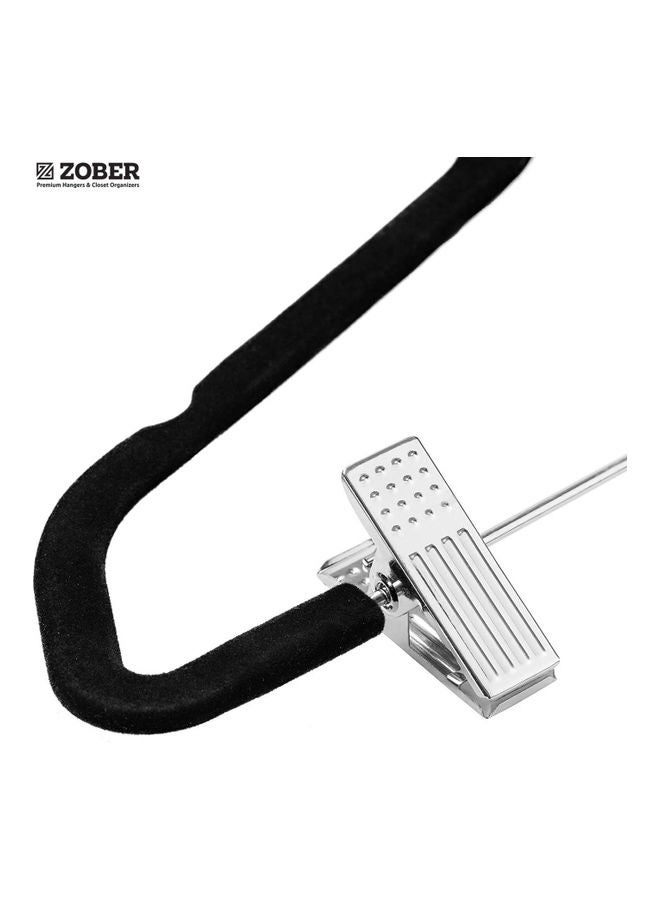 ZOBER 20-Piece Non-Slip 360 Degree Chrome Swivel Hook Velvet Hangers With Metal Clips Black/Silver 43.18x26x0.5cm Black/Silver 43.18x26x0.5cm - Image 5