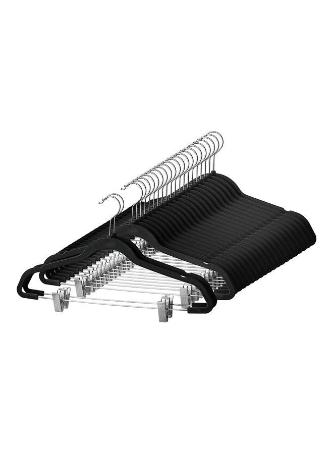 ZOBER 20-Piece Non-Slip 360 Degree Chrome Swivel Hook Velvet Hangers With Metal Clips Black/Silver 43.18x26x0.5cm Black/Silver 43.18x26x0.5cm - Image 1