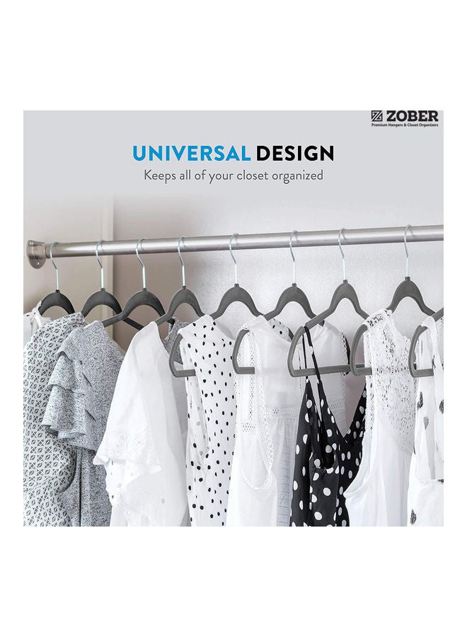 زوبير مجموعة علاقات مخملية بخطاف دوار بزاوية 360 درجة ومضادة للانزلاق مكونة من 100 قطعة . فضي رمادي 43.18x23.3x0.5سم - Image 2