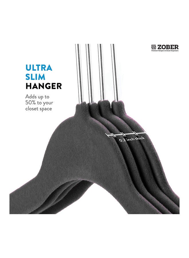 زوبير مجموعة علاقات مخملية بخطاف دوار بزاوية 360 درجة ومضادة للانزلاق مكونة من 100 قطعة . فضي رمادي 43.18x23.3x0.5سم - Image 3