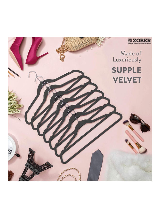 زوبير مجموعة علاقات مخملية بخطاف دوار بزاوية 360 درجة ومضادة للانزلاق مكونة من 100 قطعة . فضي رمادي 43.18x23.3x0.5سم - Image 4