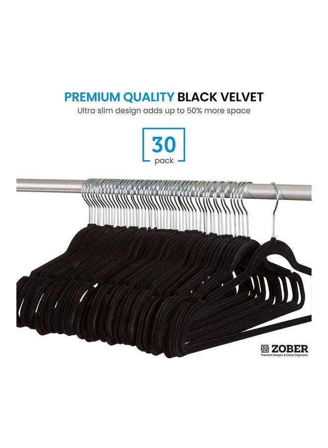 ZOBER 30-Piece Nonslip 360-Degree-Swivel Hook Velvet Hangers Black 43.18x23.3x0.5cm Black 43.18x23.3x0.5cm - Image 2