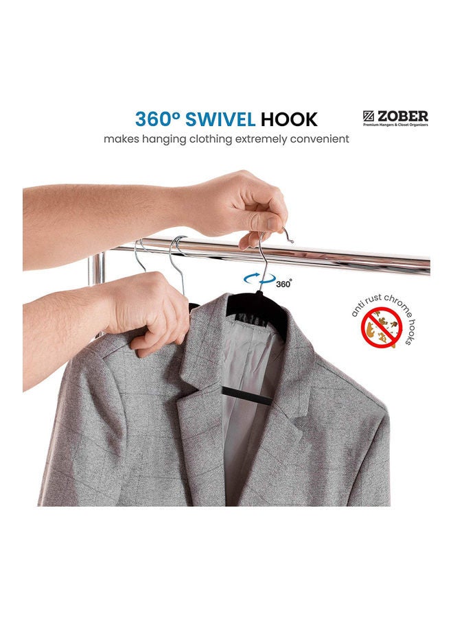 ZOBER 30-Piece Nonslip 360-Degree-Swivel Hook Velvet Hangers Black 43.18x23.3x0.5cm Black 43.18x23.3x0.5cm - Image 4