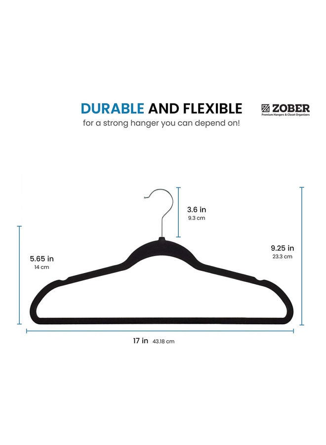 ZOBER 30-Piece Nonslip 360-Degree-Swivel Hook Velvet Hangers Black 43.18x23.3x0.5cm Black 43.18x23.3x0.5cm - Image 5