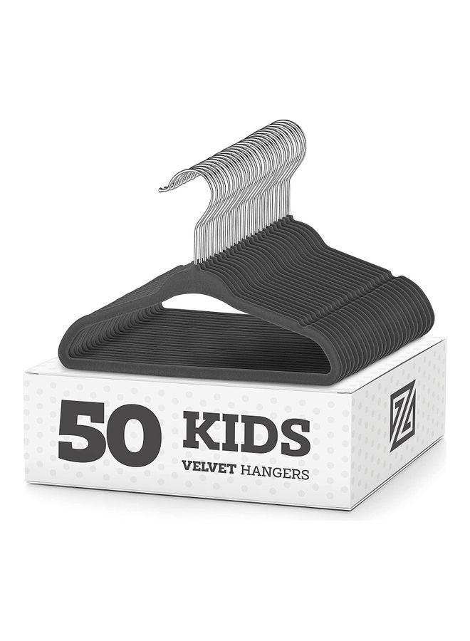 ZOBER 50-Piece Nonslip 360 Chrome Swivel Hook Baby Velvet Coat Hangers Grey 35x20.3x0.5cm Grey 35x20.3x0.5cm  - Image 1