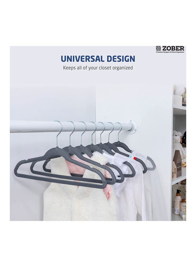 ZOBER 50-Piece Nonslip 360 Chrome Swivel Hook Baby Velvet Coat Hangers Grey 35x20.3x0.5cm Grey 35x20.3x0.5cm  - Image 2