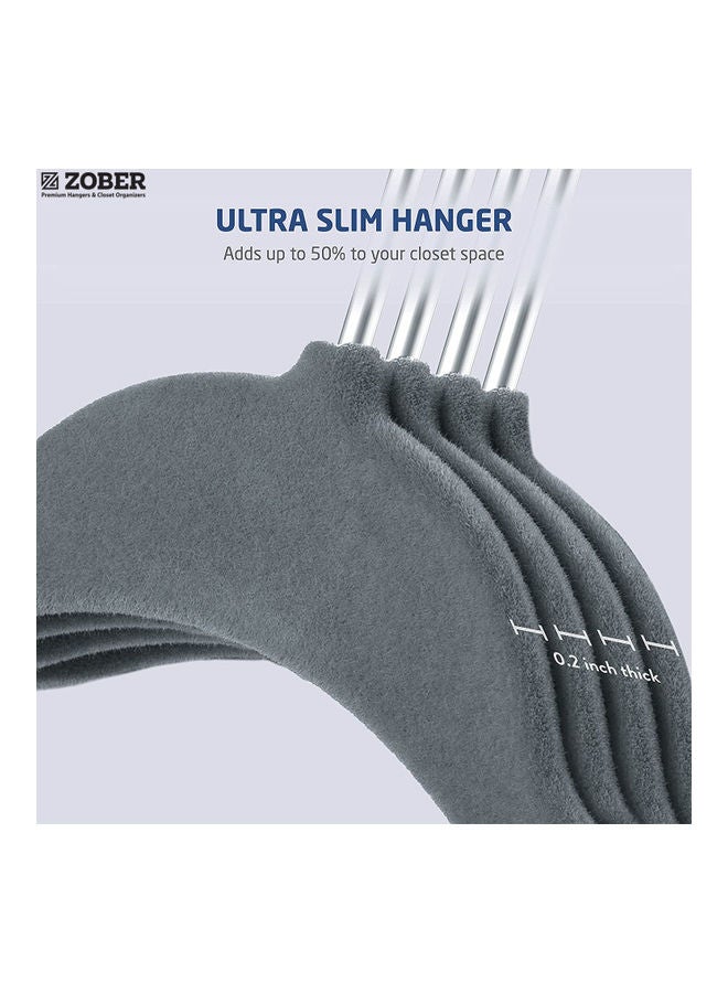 ZOBER 50-Piece Nonslip 360 Chrome Swivel Hook Baby Velvet Coat Hangers Grey 35x20.3x0.5cm Grey 35x20.3x0.5cm  - Image 3