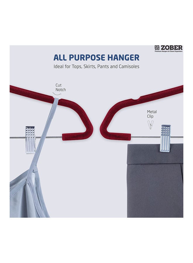 ZOBER 20-Piece Non-Slip 360 Degree Chrome Swivel Hook Velvet Pants Hangers With Metal Clips Burgundy 43.18x26x0.5cm Burgundy 43.18x26x0.5cm - Image 4