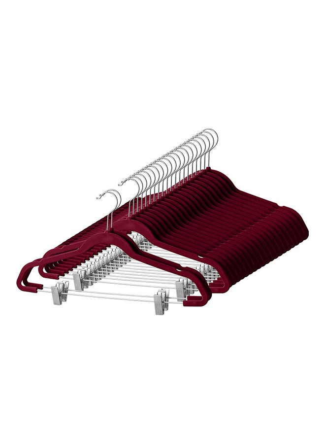 ZOBER 20-Piece Non-Slip 360 Degree Chrome Swivel Hook Velvet Pants Hangers With Metal Clips Burgundy 43.18x26x0.5cm Burgundy 43.18x26x0.5cm - Image 1