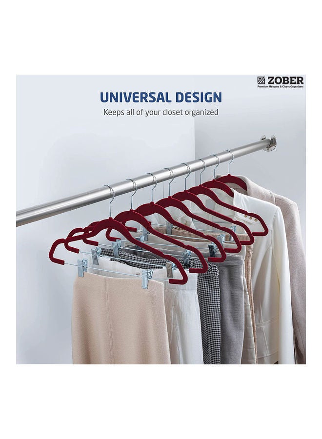 ZOBER 20-Piece Non-Slip 360 Degree Chrome Swivel Hook Velvet Pants Hangers With Metal Clips Burgundy 43.18x26x0.5cm Burgundy 43.18x26x0.5cm - Image 2