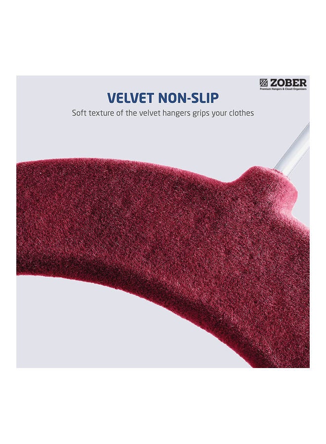 ZOBER 20-Piece Non-Slip 360 Degree Chrome Swivel Hook Velvet Pants Hangers With Metal Clips Burgundy 43.18x26x0.5cm Burgundy 43.18x26x0.5cm - Image 5