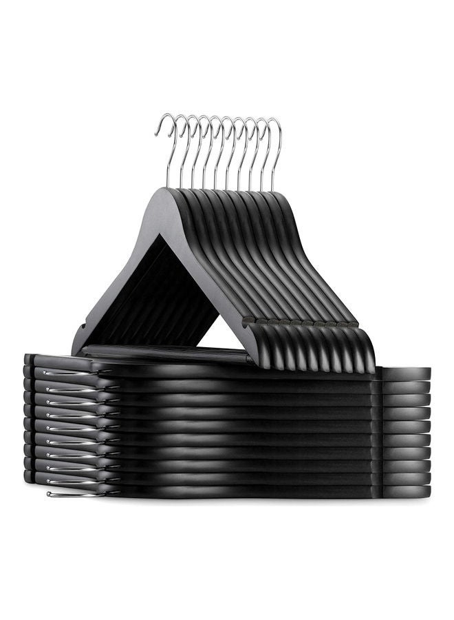 زوبير طقم علاقات ملابس خشبية مزودة بخطاف دوار بزاوية 360 درجة مانع للانزلاق مكون من 20 قطعة . أسود/فضي . 44.5x22.86x1.01سم - Image 1