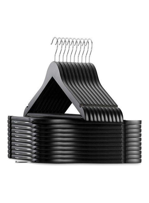 30-Piece Non-Slip 360° Swivel Hook Precisely Cut Notches Wooden Suit Hangers Black 44.5x22.86x1.01cm Black 44.5x22.86x1.01cm