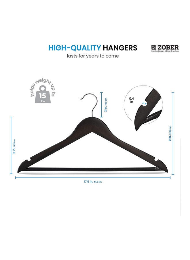 30-Piece Non-Slip 360° Swivel Hook Precisely Cut Notches Wooden Suit Hangers Black 44.5x22.86x1.01cm Black 44.5x22.86x1.01cm