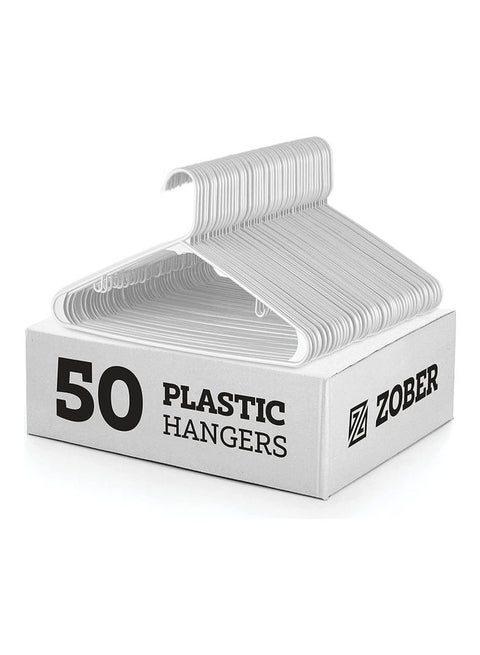Everyday Standard White Plastic Hangers - Pack Of 50 - With Strap Hooks 16.5 Inch, Durable & Slim Space Saving Tubular Clothes Hangers, For Pants, Shirt, Dress, Underwear, Bra Etc. Hangs Up To 5.5 Lbs White 16.5x9.25x0.4inch White 16.5x9.25x0.4inch