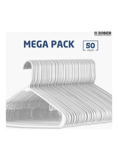 زوبير طقم علاقات ملابس أنبوبية مع خطاف من 50 قطعة . أبيض . 16.5x9.25x0.4بوصة  - Image 3