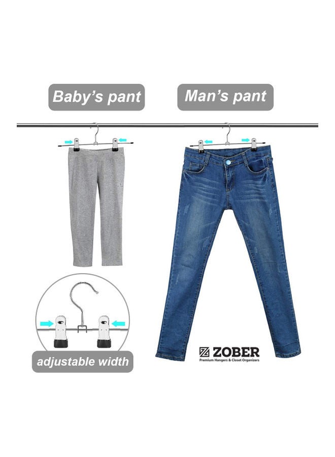 ZOBER - Zober High Grade Metal Hangers With 2 Clips | Pack Of 25 | Non-Slip Adjustable Clips For Trousers, Pants, Skirts | 12 Inch Black/Silver 30cm - Image 1
