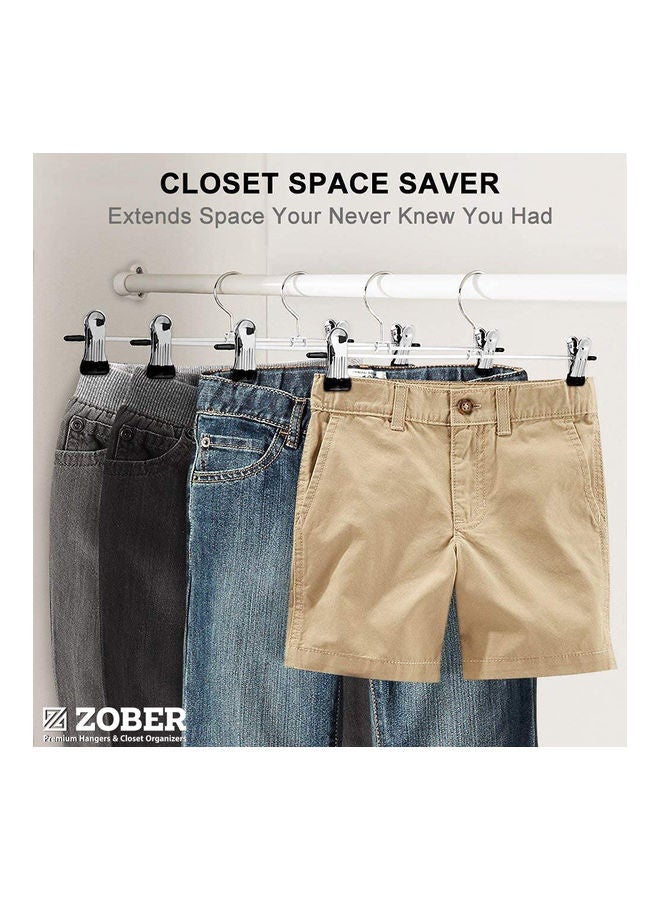 ZOBER - Zober High Grade Metal Hangers With 2 Clips | Pack Of 25 | Non-Slip Adjustable Clips For Trousers, Pants, Skirts | 12 Inch Black/Silver 30cm - Image 1