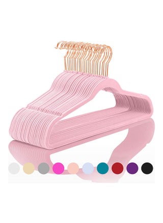 50-Piece Non-Slip 360° Swivel Velvet Hangers Light Pink/Gold 44.5x22.86x0.5cm Light Pink/Gold 44.5x22.86x0.5cm - v1634101891/N51330340A_1