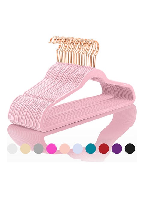 50-Piece Non-Slip 360° Swivel Velvet Hangers Light Pink/Gold 44.5x22.86x0.5cm Light Pink/Gold 44.5x22.86x0.5cm