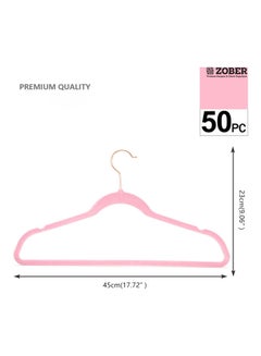 50-Piece Non-Slip 360° Swivel Velvet Hangers Light Pink/Gold 44.5x22.86x0.5cm - v1634101891/N51330340A_2