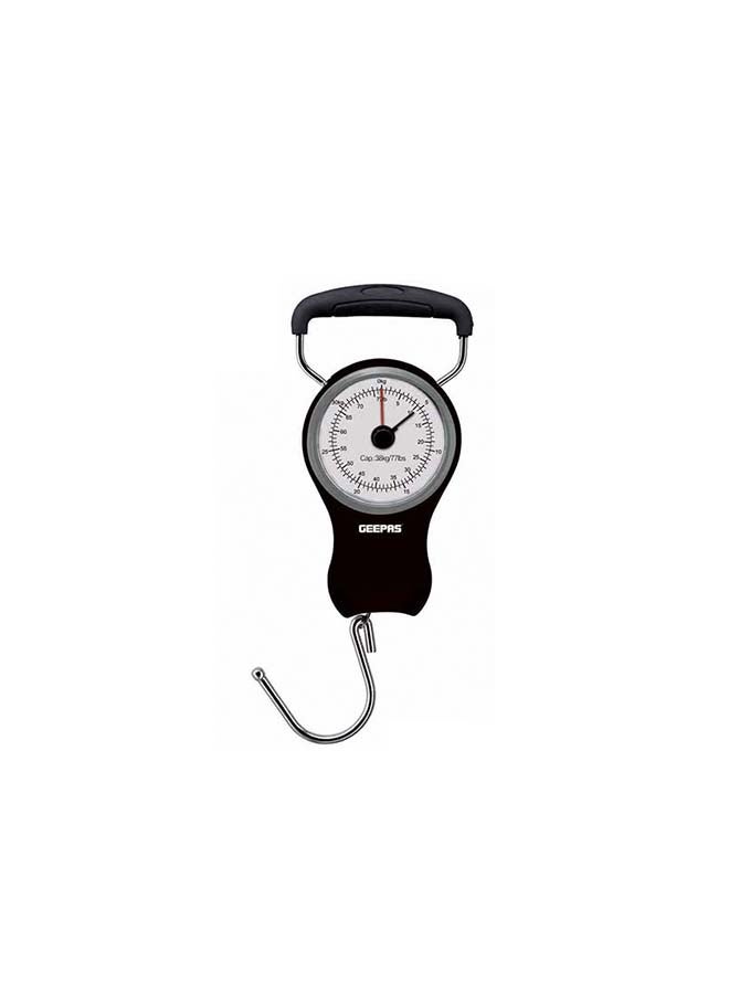 GEEPAS Portable Scale - Hanging Scale Luggage Fishing Balance Pocket Crane 38 kg | Mechanical Luggage Scales with Double Pointer & 1M Tape GLS46510 Black - Image 1