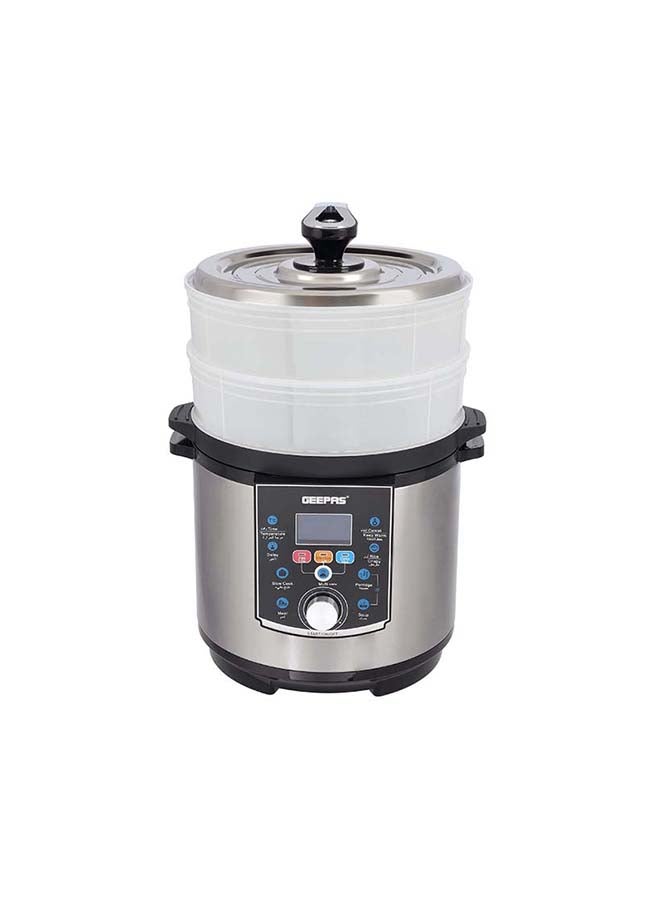 GEEPAS - Multi-Function Pressure Cooker, Steamer & Egg Boiler,Non-Stick Pot | 24 Hours Delay Timer | 18-In-1 Multi-Functions | Cook Rice, Crispy, Soup, Stew, Porridge, Steam, Slow Cooker, Cake, Egg, Yogurt, Bean, Meat 6.0 L 1000.0 kW GMC35037 Silver/Black - Image 1