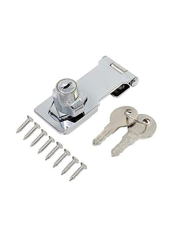 Self Locking Hasp Lock Set Silver  - Image 1