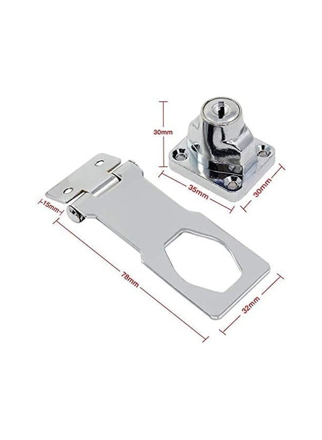 Self Locking Hasp Lock Set Silver  - Image 4