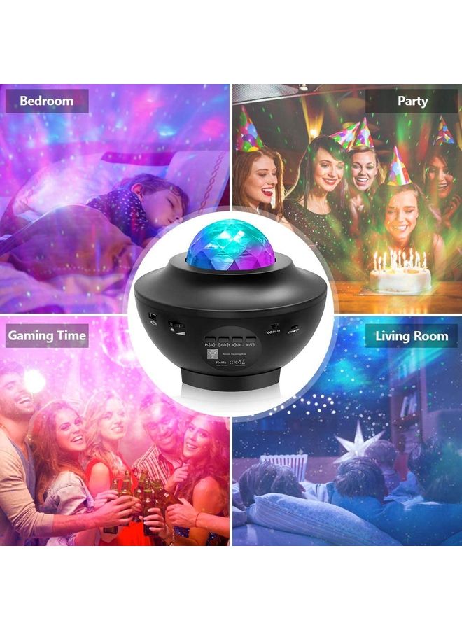 Arabest - Laser Star Projector, LED Night Light, Nebula Cloud, 3 in 1 Sky Ocean Wave Projection with Bluetooth Speaker Voice Control Black 12 x 10 x 12cm - Image 1