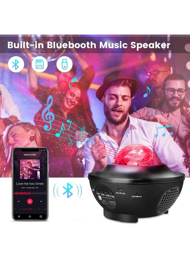 Arabest - Laser Star Projector, LED Night Light, Nebula Cloud, 3 in 1 Sky Ocean Wave Projection with Bluetooth Speaker Voice Control Black 12 x 10 x 12cm - Image 1