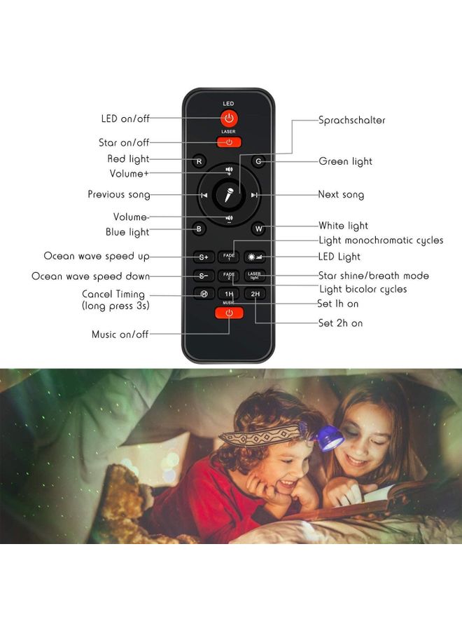 Arabest - Laser Star Projector, LED Night Light, Nebula Cloud, 3 in 1 Sky Ocean Wave Projection with Bluetooth Speaker Voice Control Black 12 x 10 x 12cm - Image 1